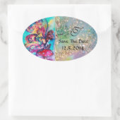 Kleine Elf paddenstoelen sparen het Datummonogram Ovale Sticker (Tas)