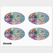 Kleine Elf paddenstoelen sparen het Datummonogram Ovale Sticker (Vel)