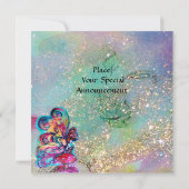 KLEINE ELF VAN MUSHROOMEN, roze gele blauwe glans Kaart (Achterkant)