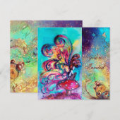 KLEINE ELF VAN MUSHROOMEN, roze groene blauwe glan Kaart (Voorkant / Achterkant)