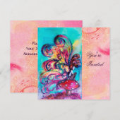 KLEINE ELF VAN PADDENSTOELEN, roze geel blauw glin Kaart (Voorkant / Achterkant)