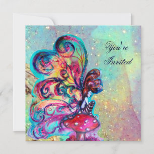 KLEINE ELF VAN PADDENSTOELEN, roze geel blauw glin Kaart