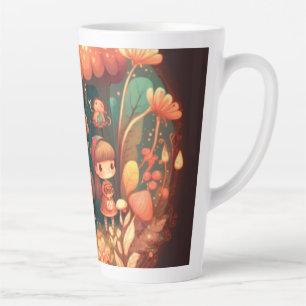 Kleine elven onder de paddenstoelen koelen latte mok