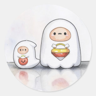 Kleine en kleine spoken Halloween Ronde Sticker