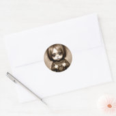 Kleine Enge Kind Met Grote Ogen Chibi Ronde Sticker (Envelop)