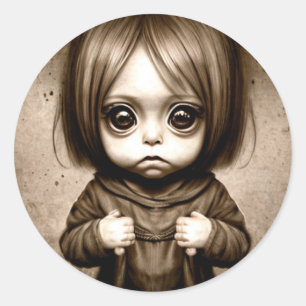 Kleine Enge Kind Met Grote Ogen Chibi Ronde Sticker