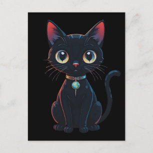 Kleine enge zwarte kat briefkaart