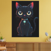 Kleine enge zwarte kat canvas afdruk (Insitu (Woonkamer))