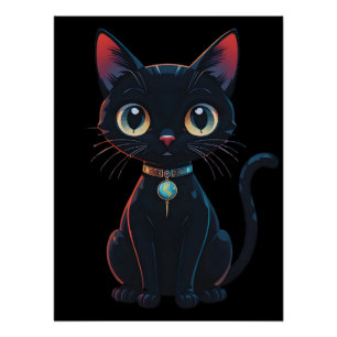 Kleine enge zwarte kat perfect poster