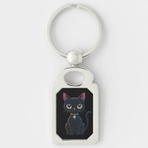 Kleine enge zwarte kat sleutelhanger