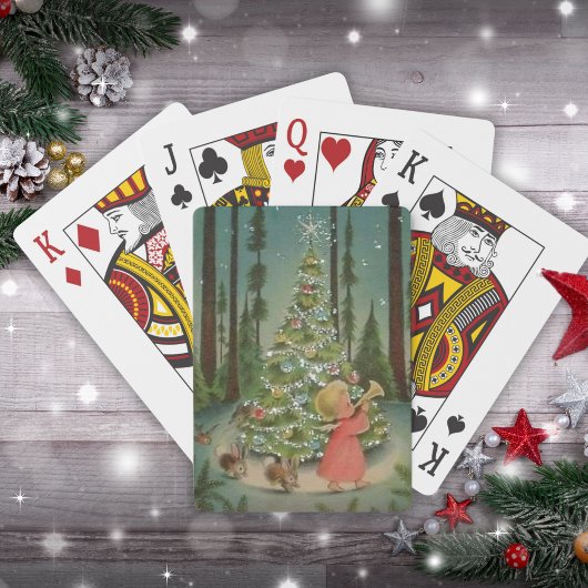  kleine engel in de Bossen kerstmis Pokerkaarten