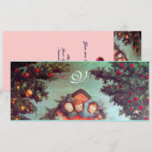 KLEINE ENGELEN MONOGRAAM helder antiek blauw roze Kaart (Voorkant / Achterkant)