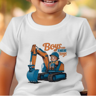 Kleine Explorer Riding Blue Construction Beast Kinder Shirts