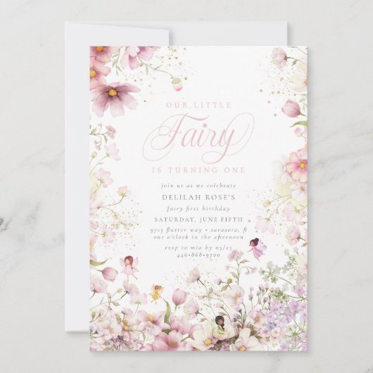 Kleine Fairy Whimsical Magische 1e Verjaardag Kaart (Voorkant)