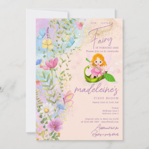 Kleine Fairy Wildbloemen Magisch Meisje 1e Verjaar Kaart