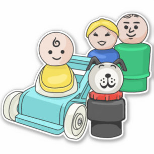 Kleine familie met Baby-roller Sticker