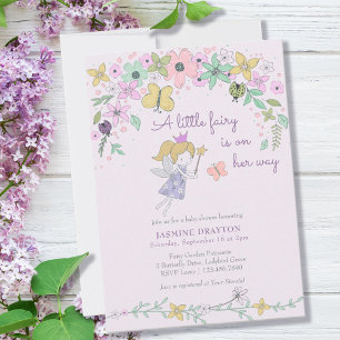 Kleine Fee Fantasie Bloementuin Baby Shower Kaart