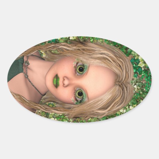 Kleine fee ovale sticker (Voorkant)