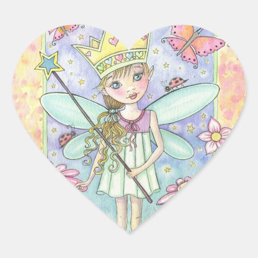 Kleine feeprinses hartstickers hart sticker (Voorkant)