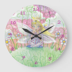 Kleine feeprinses meisjes wandklok grote klok