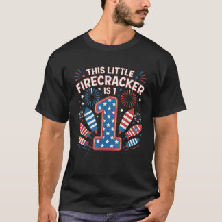 Kleine Firecracker 1e Verjaardag Baby's Eerste 4e  T-shirt
