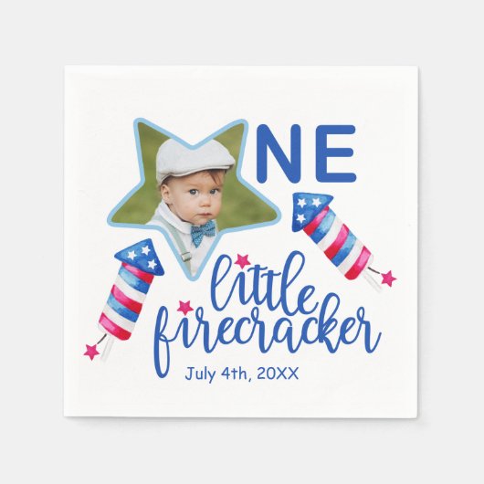 Kleine Firecracker 1e verjaardag servetten (Voorkant)