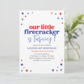 Kleine Firecracker 4th van 1 juli Verjaardag Kaart (Staand voorkant)
