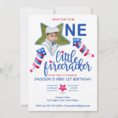 Kleine Firecracker 4th van juli Eerste Verjaardag Kaart (Voorkant)