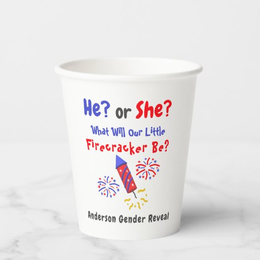 Kleine Firecracker Geslacht Papieren Bekers (Voorkant)