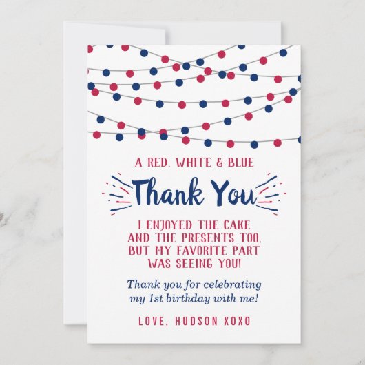 Kleine Firecracker op 4 juli 1991 Bedankkaart (Voorkant)