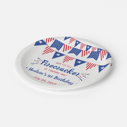 Kleine Firecracker op 4 juli 1991 Papieren Bordje (Gekanteld)