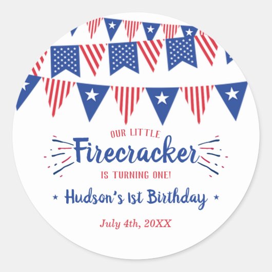 Kleine Firecracker op 4 juli 1991 Ronde Sticker (Voorkant)