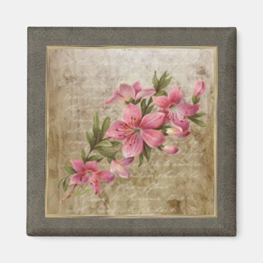 Kleine  Floral Print Pink Magnet Magneet (Voorkant)