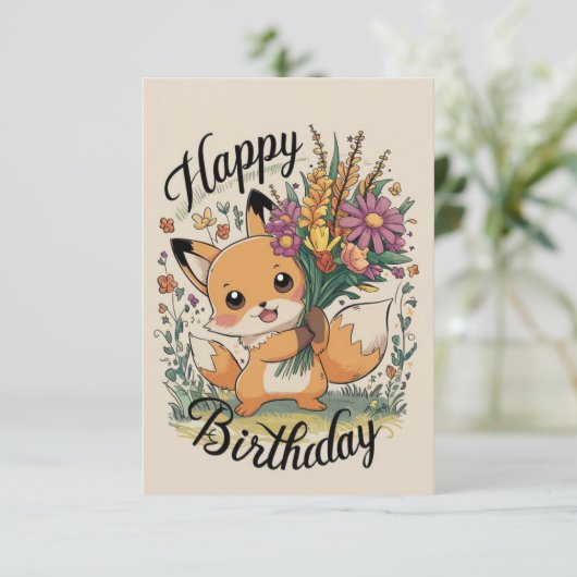 Kleine Fox Verjaardag Kaart (Staand voorkant)