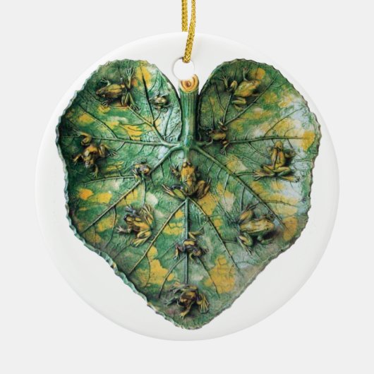 KLEINE FROGS OP EEN GROENE LEAF KERAMISCH ORNAMENT (Voorkant)