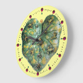 KLEINE FROGS OP EEN GROENE LEAF RODE RUBY, Geel Grote Klok (Hoek)