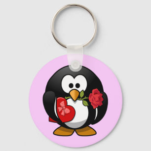 Kleine geanimeerde Valentijn pinguïn Sleutelhanger