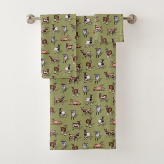 Kleine geit op groen - Geitenherd Pattern Bad Handdoek (Insitu)