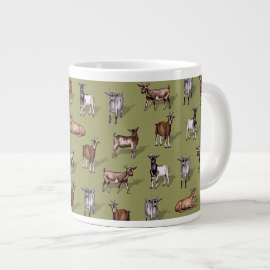 Kleine geit op groen - Geitenherd Pattern Extra Grote Beker (Voorkant rechts)