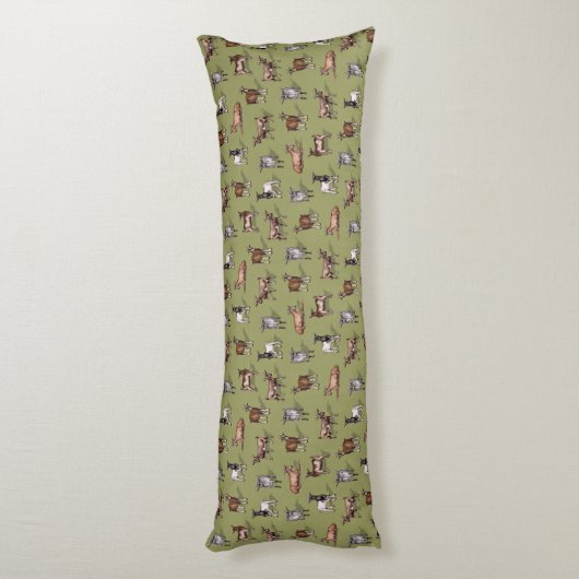 Kleine geit op groen - Geitenherd Pattern Lichaamskussen (Achterkant (Verticaal))