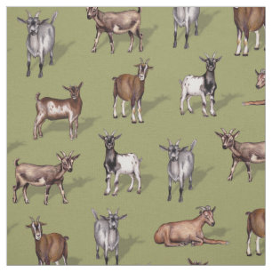 Kleine geit op groen - Geitenherd Pattern Stof