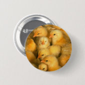 Kleine gele kip ronde button 5,7 cm (Voorkant /achterkant)