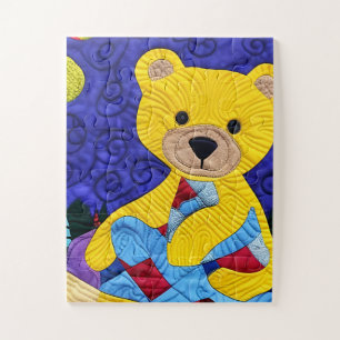 Kleine gele Teddy Bear Quilt like Design Legpuzzel