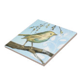 Kleine gele vogel die op een Tak wordt uitgevoerd Tegeltje (Zijkant)