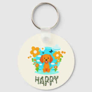 Kleine gelukkige hond sleutelhanger