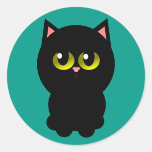 Kleine geluks zwarte kat ronde sticker