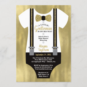 Kleine Gentleman Baby shower Invitation, Faux Gold Kaart