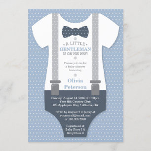 Kleine Gentleman Baby shower uitnodigen, blauw, gr Kaart