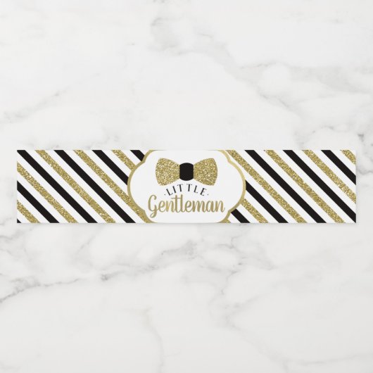 Kleine Gentleman Bottle Wrapper, Zwart, Faux Gold Waterfles Etiket (Enkel label)