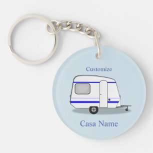 Kleine gestroomlijnde caravan sleutelhanger